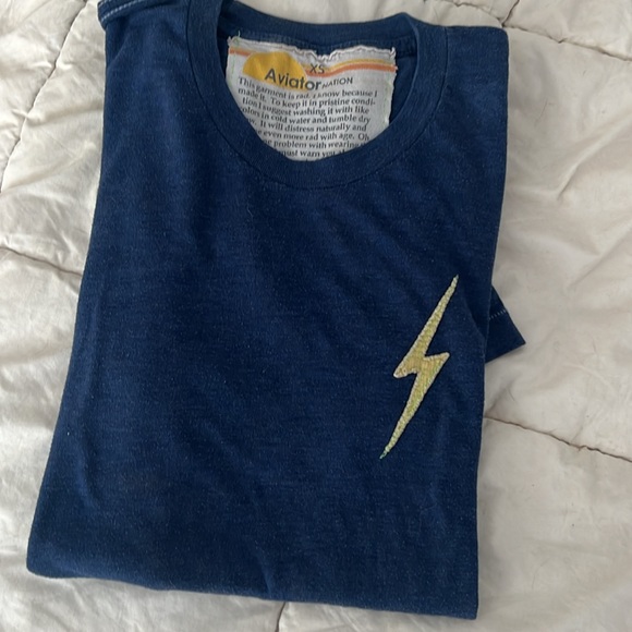 Aviator Nation super soft triblend tee lightning bolt navy rainbow - Picture 8 of 12
